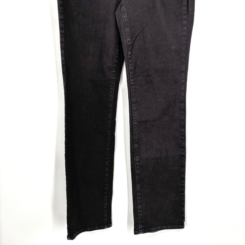 NYDJ Marilyn Straight Leg Jeans Sz 6‎ Black Denim Mid Rise Stretch Slimming Long - Picture 8 of 13